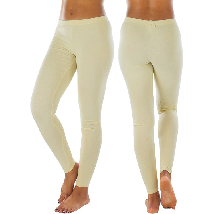 Women's Soft Knit Yoga Cotton Skinny Fit Full Length Leggings