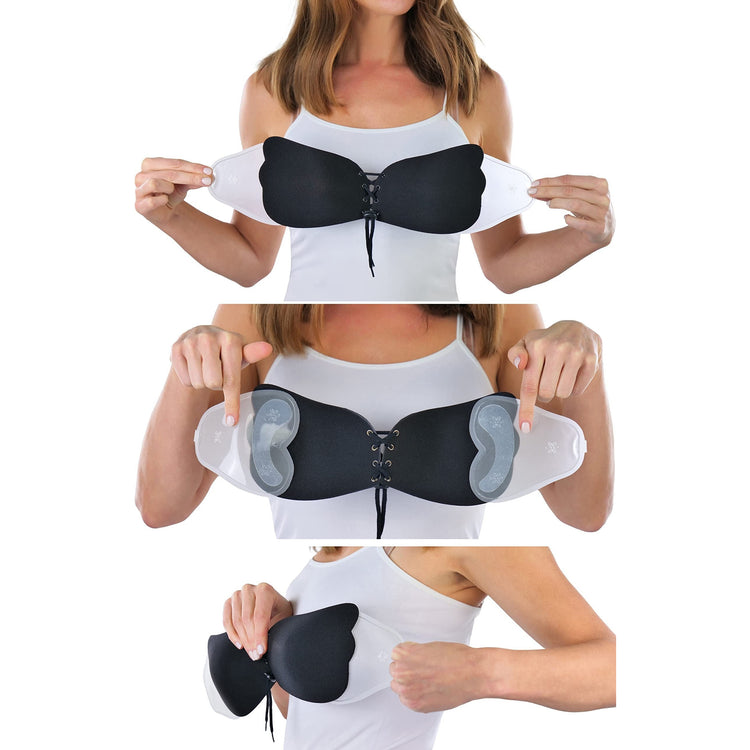 Women's Reusable Hook & Loop and Adhesive Angel Wing Bra