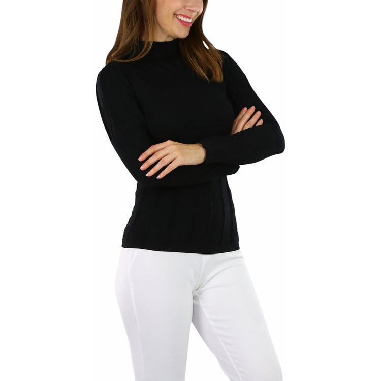 Women’s Seamless Textured Long Sleeve Turtleneck Blouse