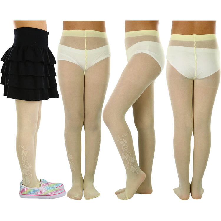 Girls to Junior Pack of 6 Opaque Nylon Tights Pantyhose Age: 1-12 Years Old