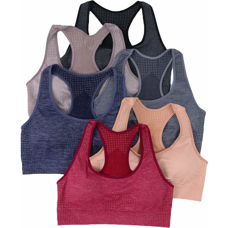 ToBeInStyle Women’s Pack of 6 Comfortable and Supportive Racerback Sports Bras