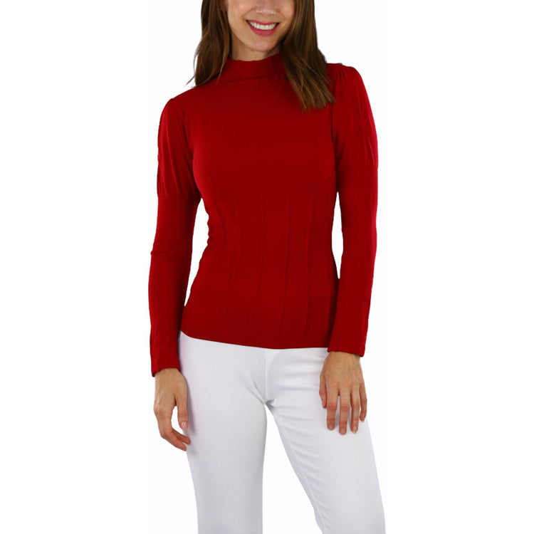 Women’s Seamless Textured Long Sleeve Turtleneck Blouse