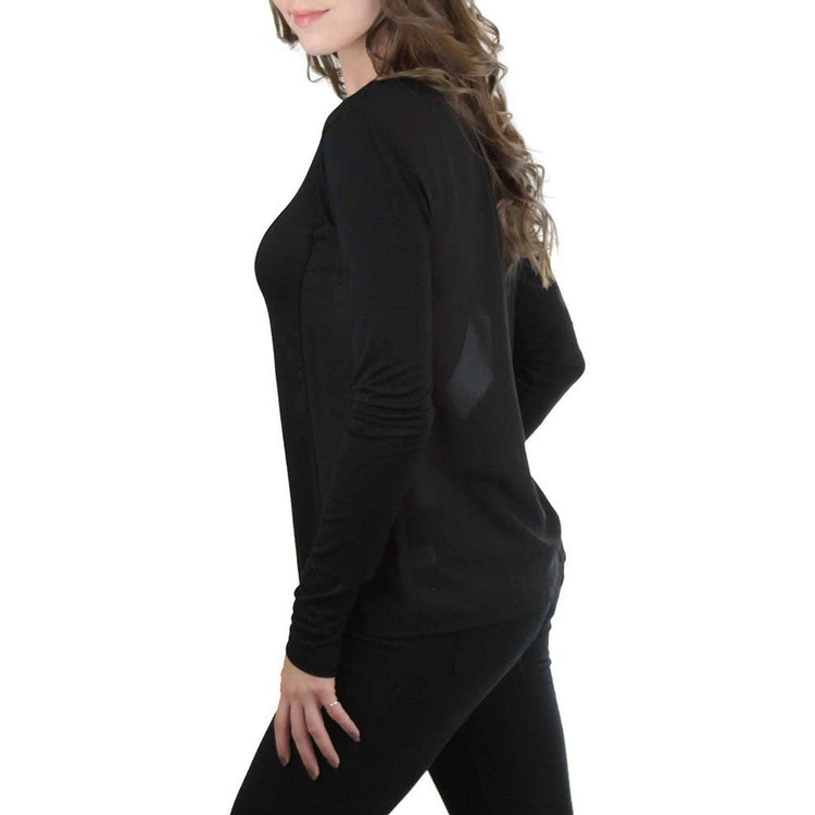 Women's L.S. Knit With Sheering Back Neck Detail