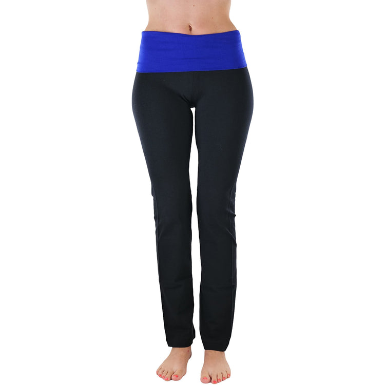 Women's Elastic Exercise Sweatpants w/Fold-Over Waistband