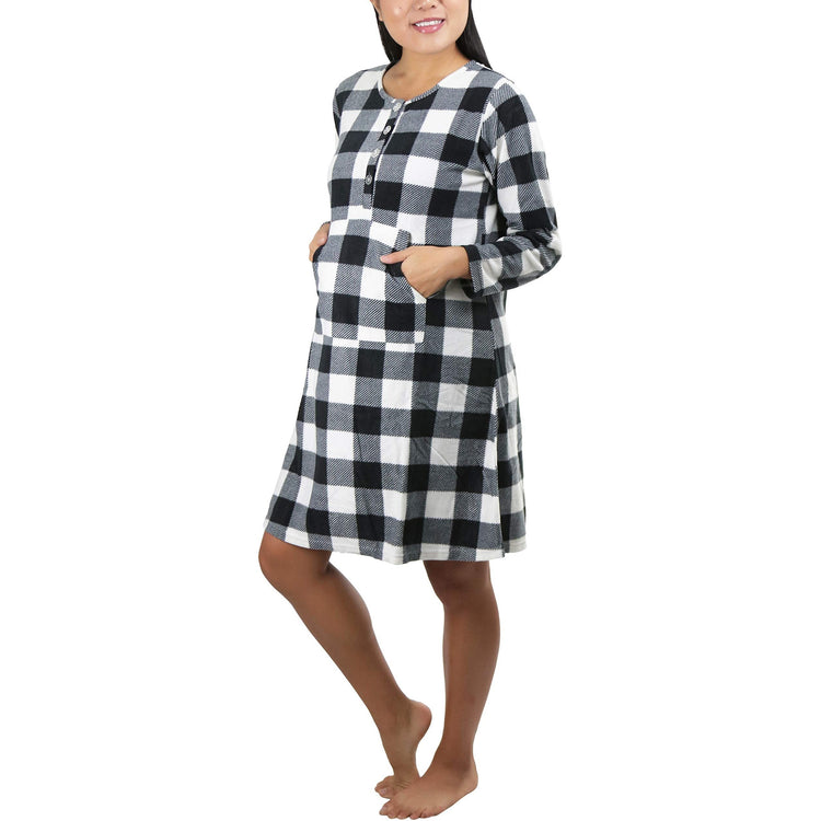 Women's Cozy Fleece Pajama Long Sleeve Nightgown