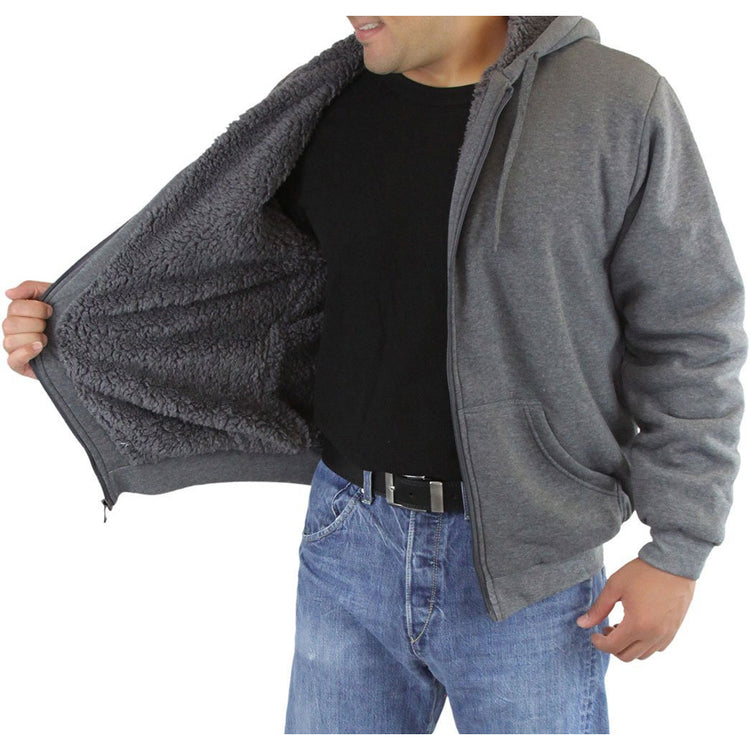 Men's Fleece Lined Sherpa Hoodie with Adjustable Drawstring Hood
