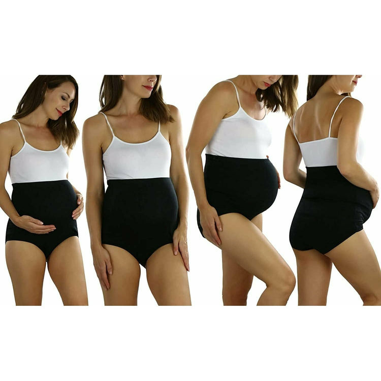 ToBeInStyle Women's Pack of 2 High Waisted Over The Bump Maternity Underwear Briefs with Side Buttons - Size S/M