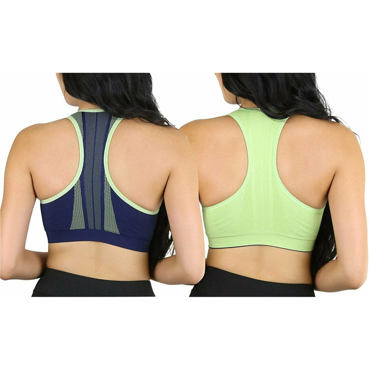 Women's Single or Pack of 3 Reversible Double Layered Compression Sports Bras