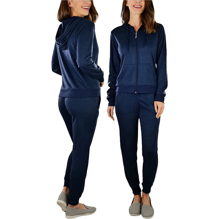 ToBeInStyle Women's French Terry Lightweight Hooded Jacket & Pants