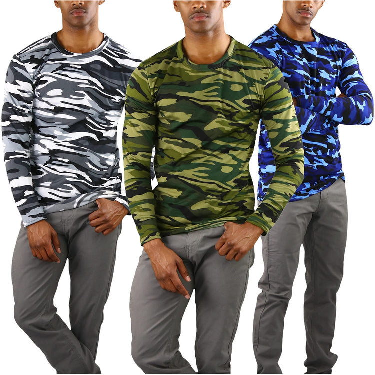 Men's Premium Fleece Lined Microfiber Thermal Long Sleeve Crewneck Shirt Top