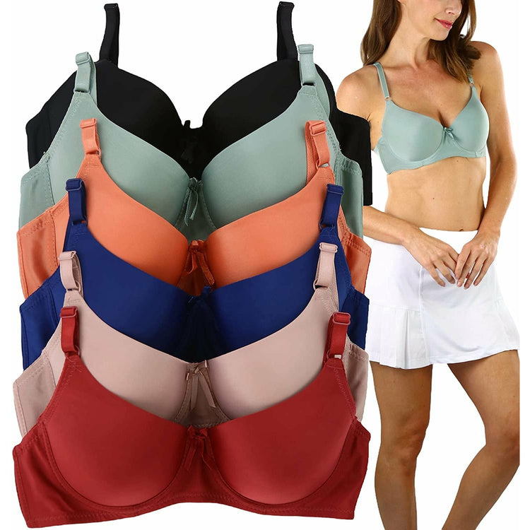 ToBeInStyle Women's Pack of 6 Classic Smooth Silhouette Bras