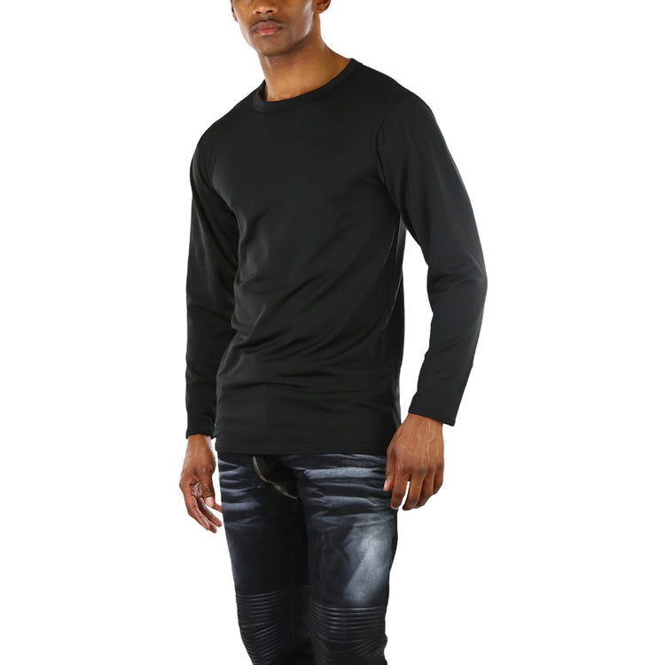 Men's Premium Fleece Lined Microfiber Thermal Long Sleeve Crewneck Shirt Top