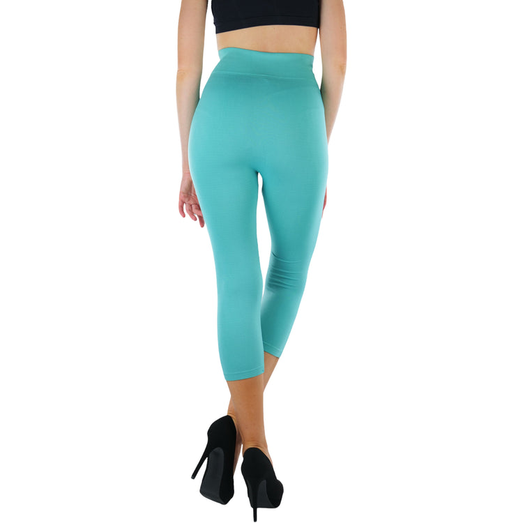 Women’s Capri Length Wide Waistband Seamless Lightweight Stretch Leggings