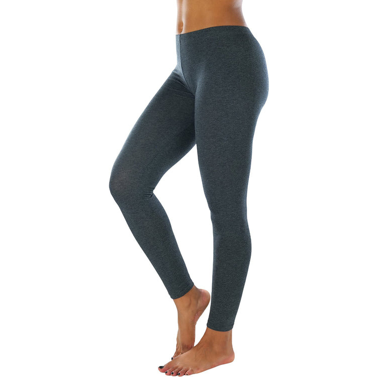 Women's Soft Knit Yoga Cotton Skinny Fit Full Length Leggings