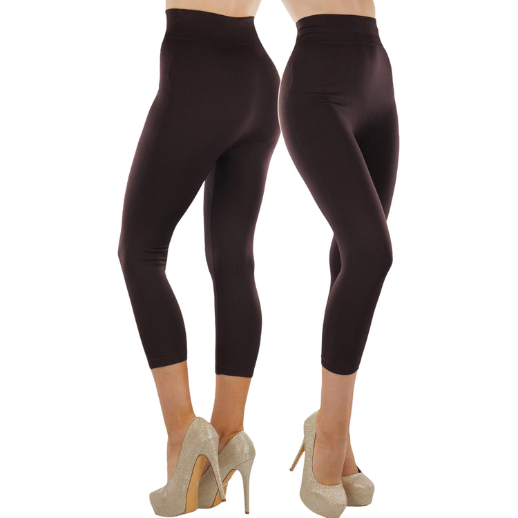 Women’s Capri Length Wide Waistband Seamless Lightweight Stretch Leggings