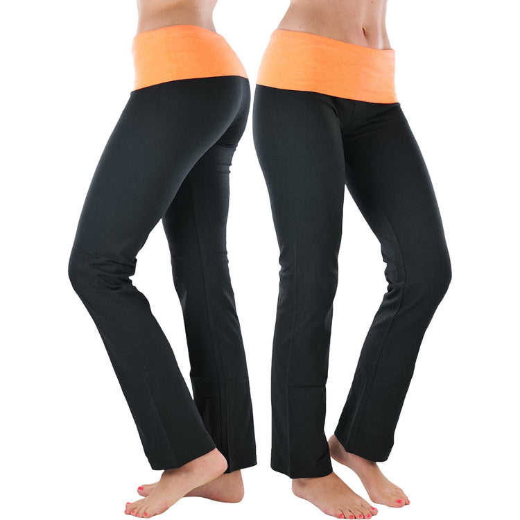 Women's Elastic Exercise Sweatpants w/Fold-Over Waistband