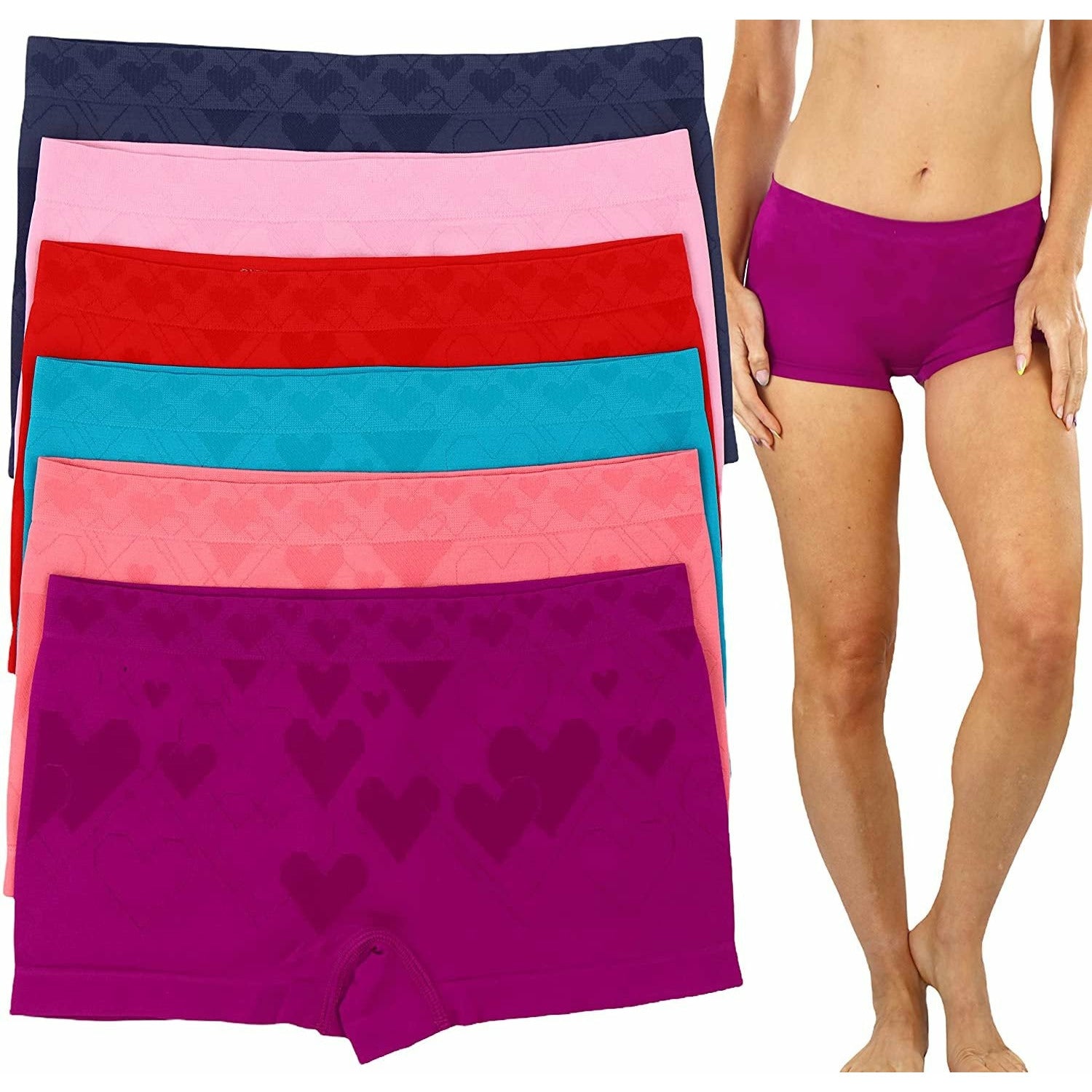 Valentine's Day Spandex Boy Shorts Underwear Pantieswomen Nylon Spandex Boy  Shorts Women Boy Shorts Panties Hot Pink Boy-shorts 