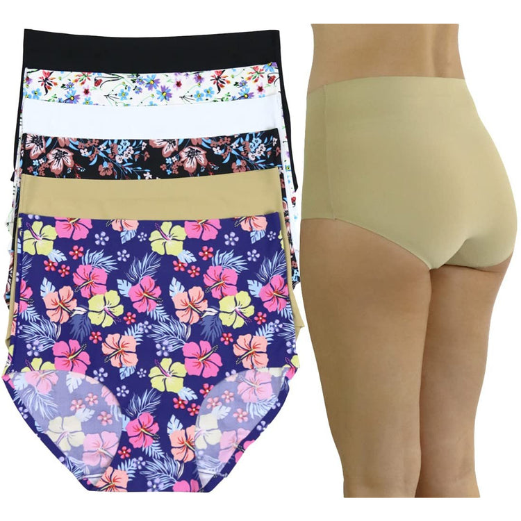 Women's Pack of 6 High Waisted Seamless Laser Cut Panty Briefs