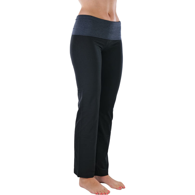 Women's Elastic Exercise Sweatpants w/Fold-Over Waistband