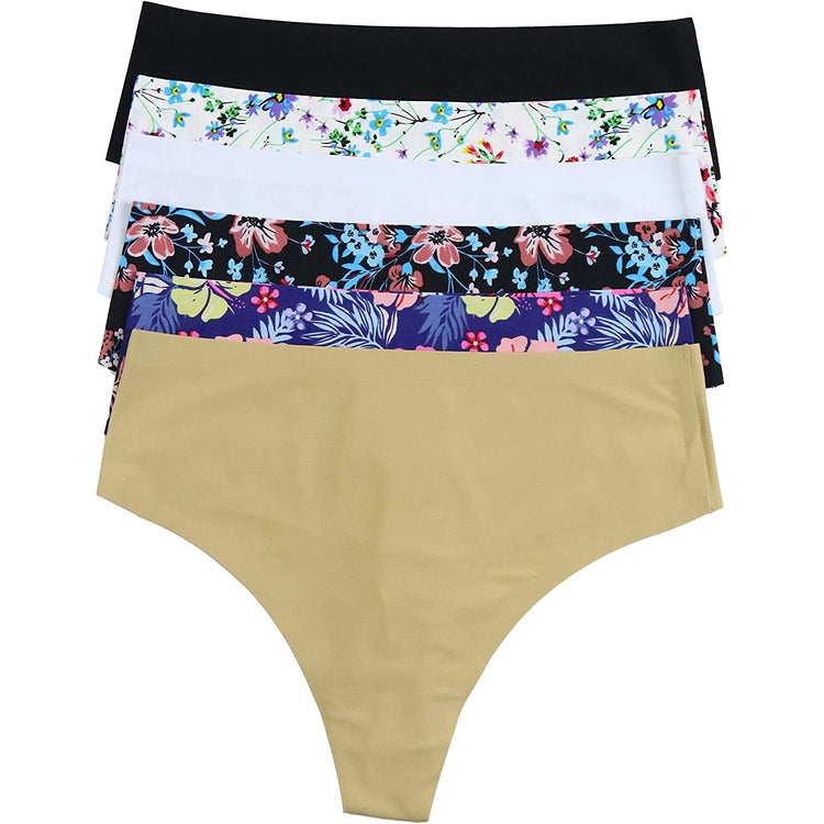 ToBeInStyle Womenโs Pack of 6 Comfortable No Panty Line Laser Cut Boyshorts