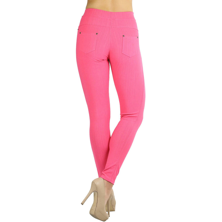 Women's Denim Like Skinny Fit Stretch Jeggings Pants