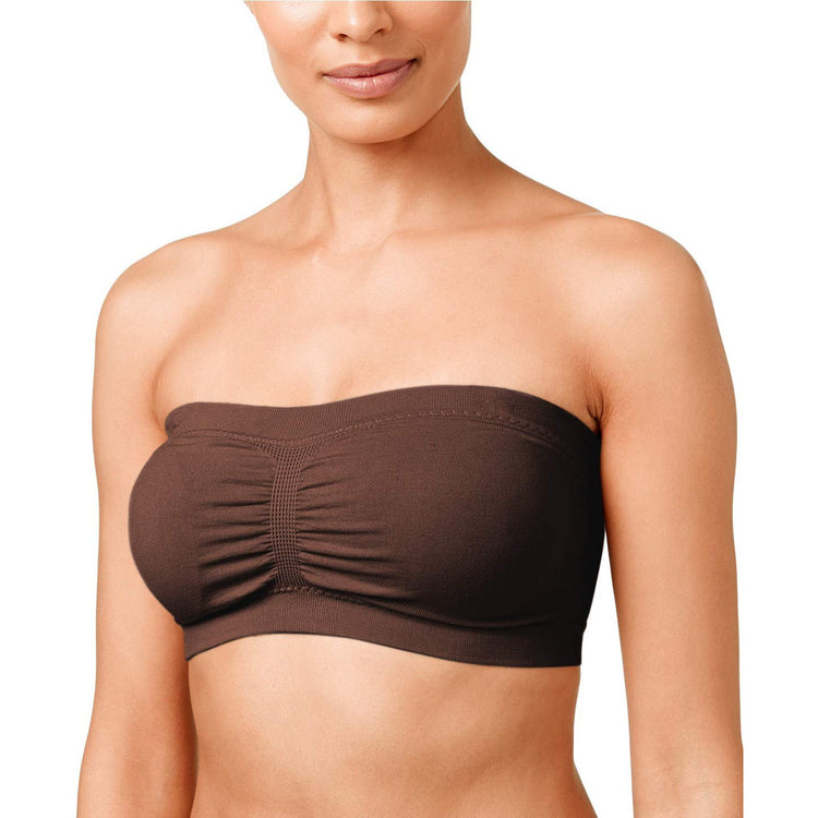 Women's Plus Size Removable Pads Ruched Bandeau Tube Bras