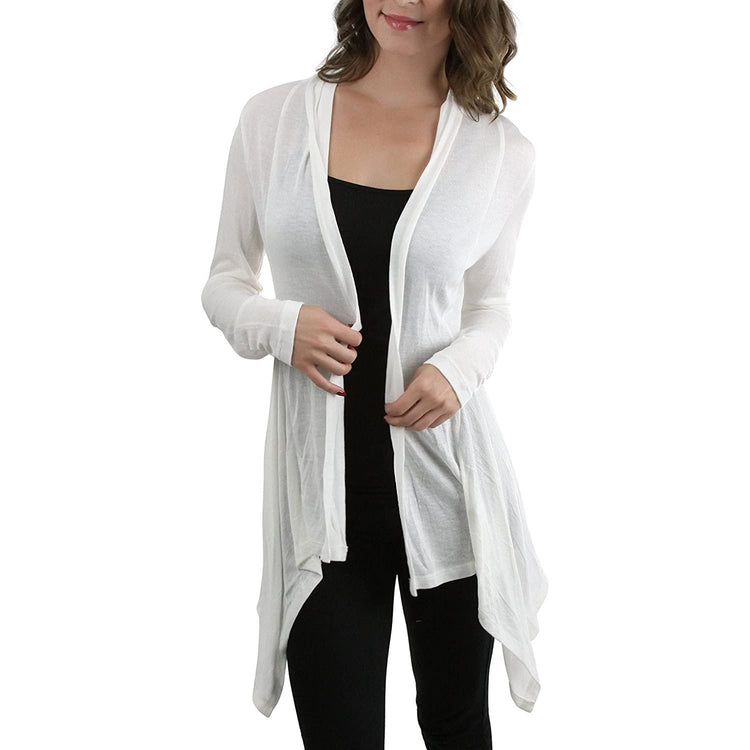 Women's Open Drape-Front Asymmetrical Hem Cardigan