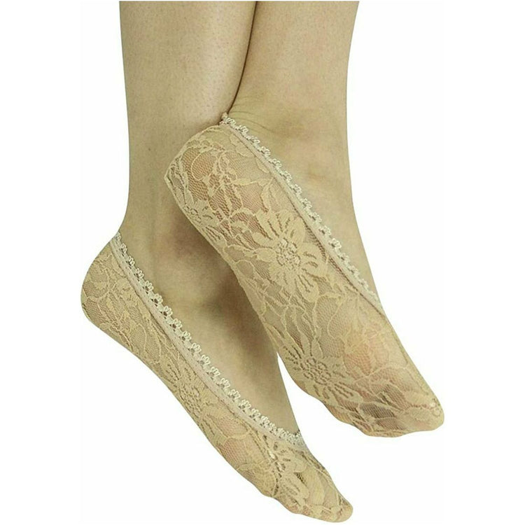 ToBeInStyle Women's Pack of 6 Floral Sheer Shoe Liner Footie