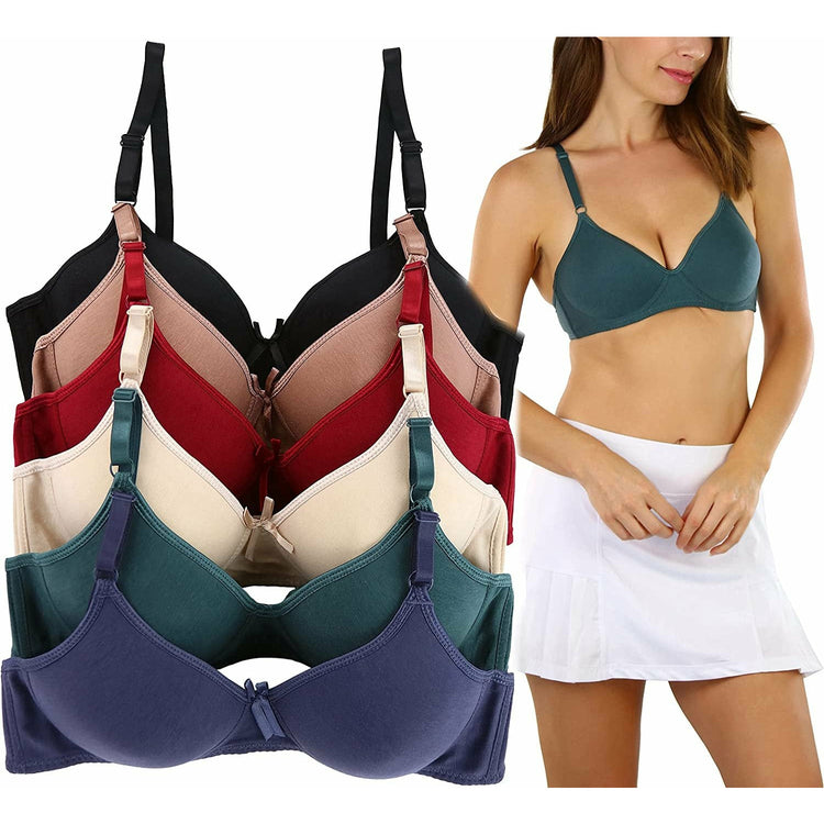 ToBeInStyle Women's Pack of 6 Slightly Padded Underwire Wild Berry Bras