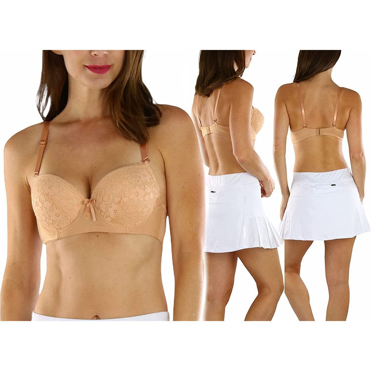 ToBeInStyle Women's Pack of 6 Underwire Padded Push Up w/Floral Lace