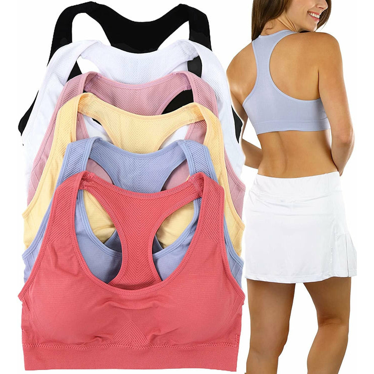 ToBeInStyle Women’s Pack of 6 Comfortable and Supportive Racerback Sports Bras