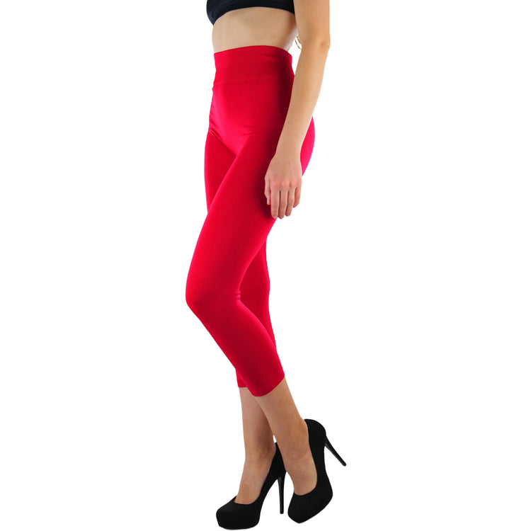 Women’s Capri Length Wide Waistband Seamless Lightweight Stretch Leggings