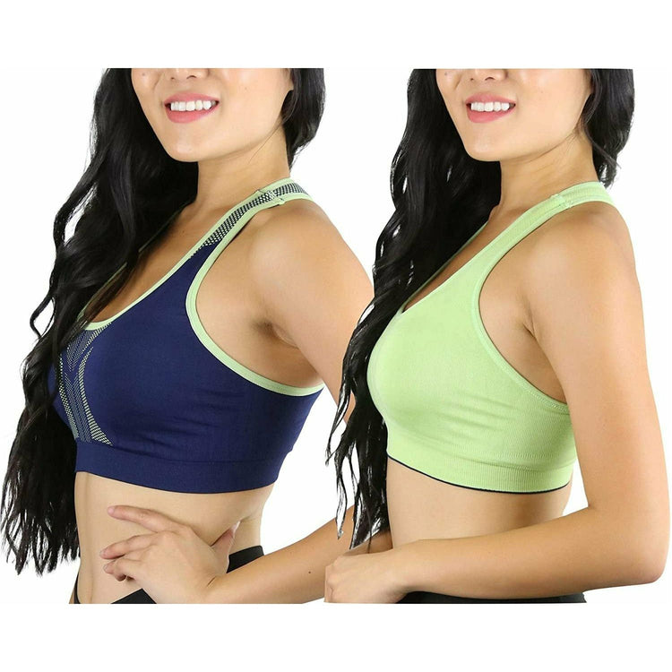 Women's Single or Pack of 3 Reversible Double Layered Compression Sports Bras