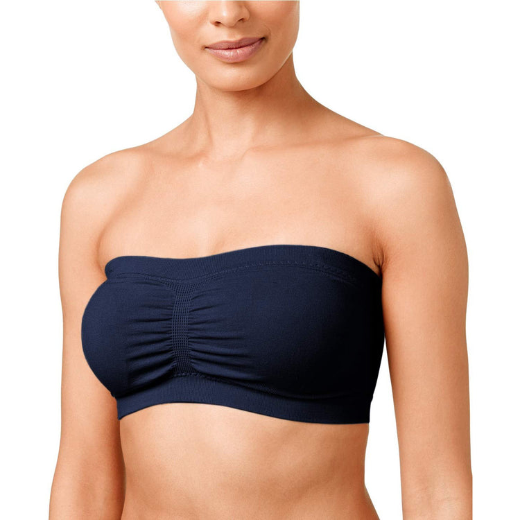 Women's Plus Size Removable Pads Ruched Bandeau Tube Bras