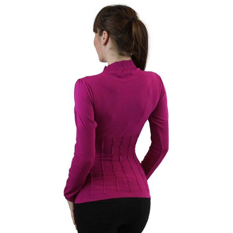 Women’s Seamless Textured Long Sleeve Turtleneck Blouse