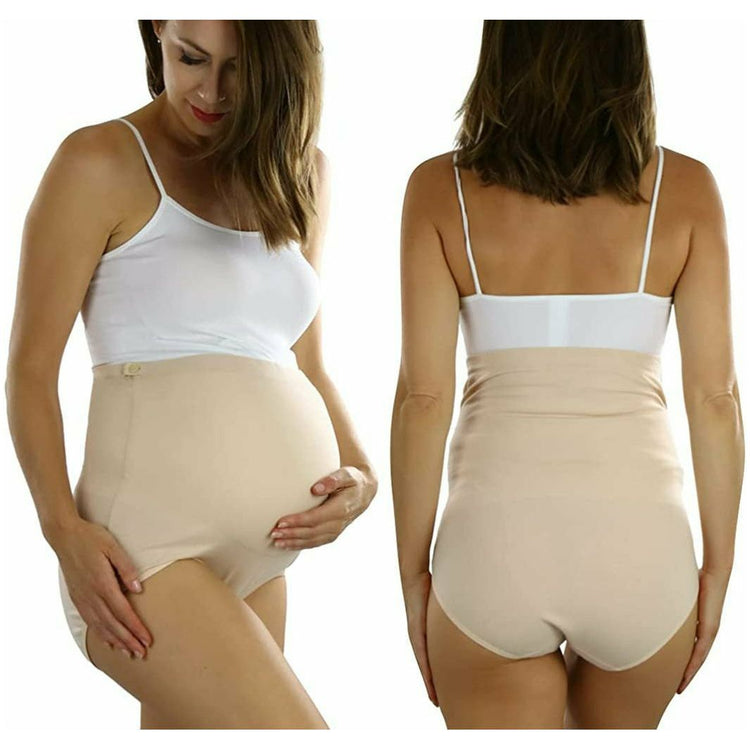 ToBeInStyle Women's Pack of 2 High Waisted Over The Bump Maternity Underwear Briefs with Side Buttons - Size S/M
