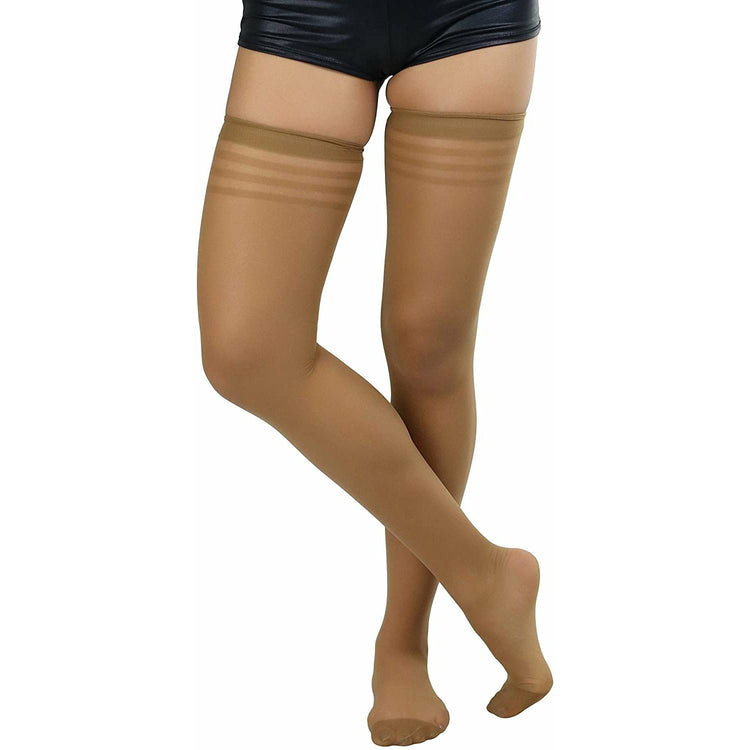 ToBeInStyle Women’s Pack of 6 Top Stripe Band Sheer Thigh High Stockings