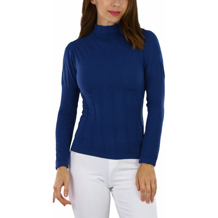 Women’s Seamless Textured Long Sleeve Turtleneck Blouse