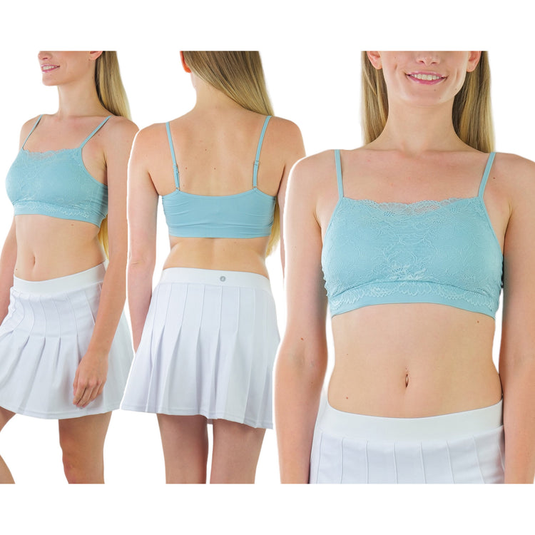 Women's Pack of 6 Nylon Wire-Free Padded Lace Trim Bralettes
