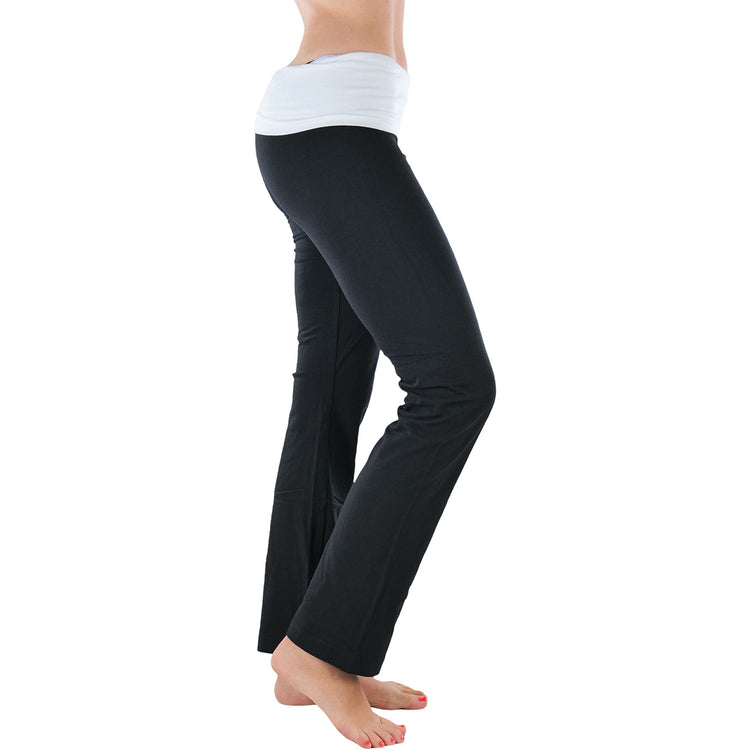Women's Elastic Exercise Sweatpants w/Fold-Over Waistband