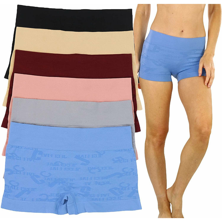 ToBeInStyle Women's Pack of 6 Stretch Microfiber Cheeky Boyshort Panties