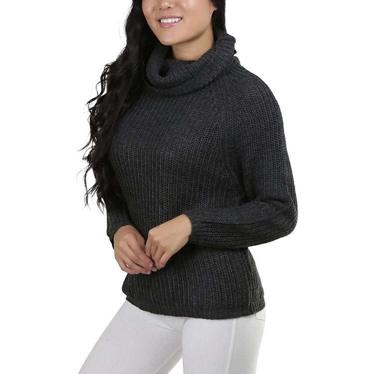 ToBeInStyle Women's Classic Knit Fold Over Turtleneck Pullover