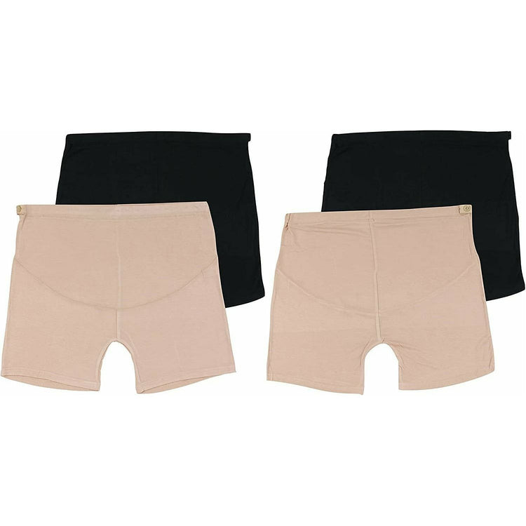 ToBeInStyle Women's Pack of 2 High Waisted Over The Bump Maternity Layering Shorts Underwear with Button Sides