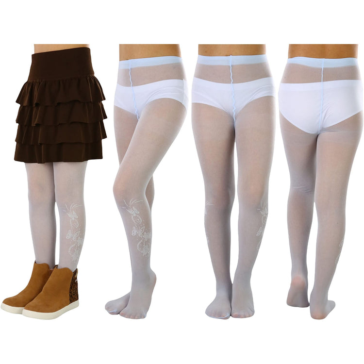 Girls to Junior Pack of 6 Opaque Nylon Tights Pantyhose Age: 1-12 Years Old