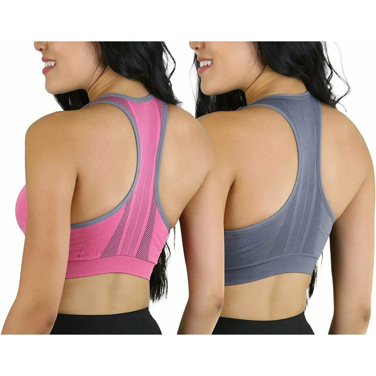 Women's Single or Pack of 3 Reversible Double Layered Compression Sports Bras