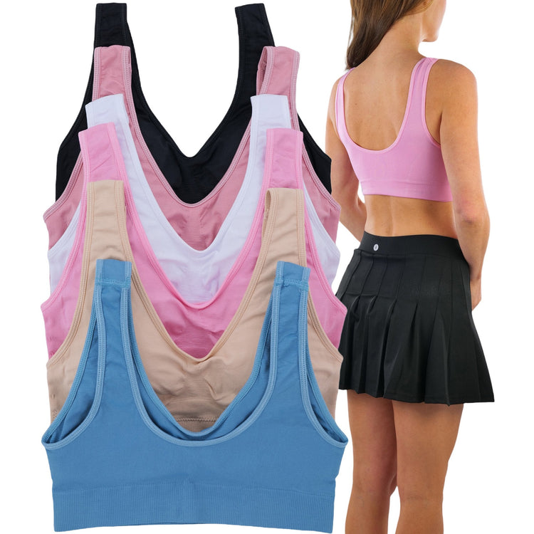 Women's Pack of 6 Solf Pastel Comfort Lounging Double Scoop Bras