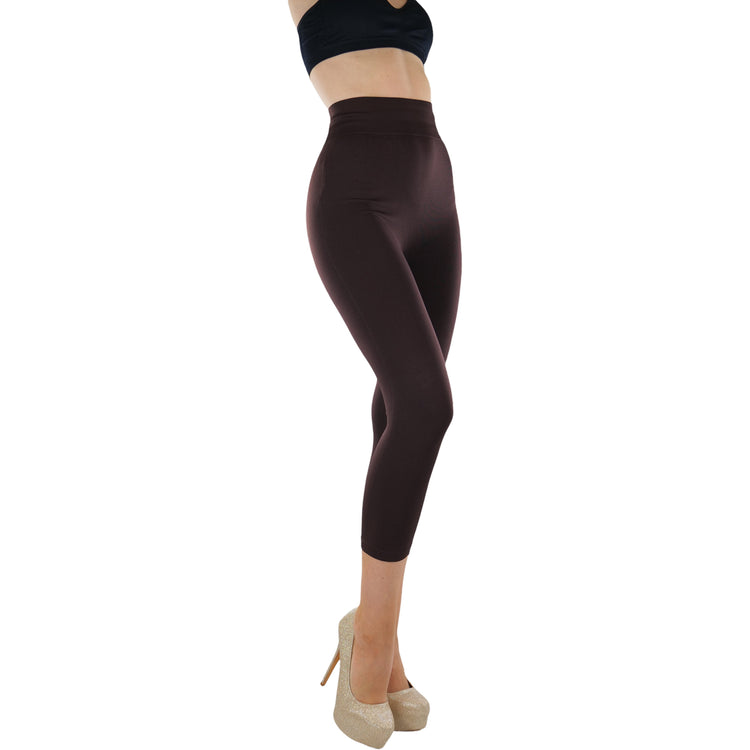 Women’s Capri Length Wide Waistband Seamless Lightweight Stretch Leggings