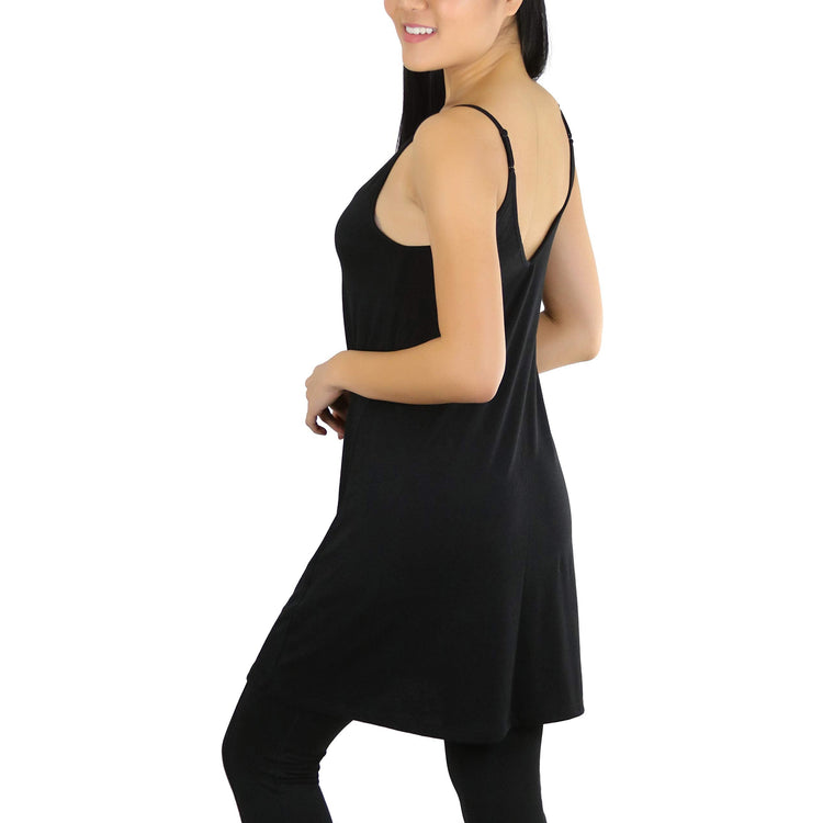 Women's V Neck Adjustable Spaghetti Strap Rayon Tunic