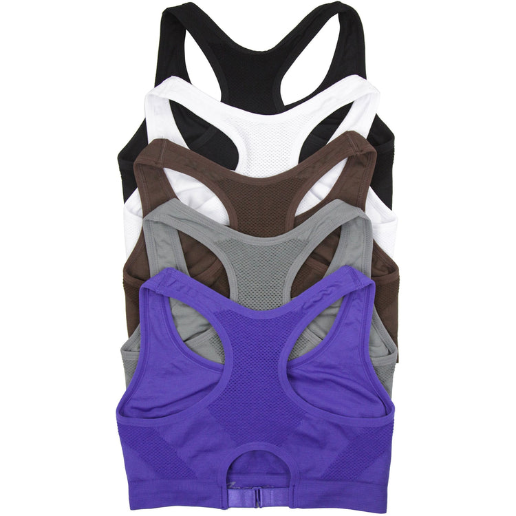 ToBeInStyle Women’s Pack of 6 Comfortable and Supportive Racerback Sports Bras