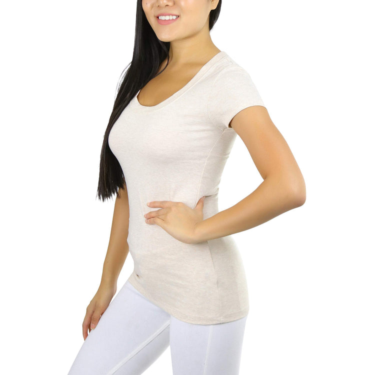 Women's Slim Fit Scoop Neck Short Sleeve Longline Tee